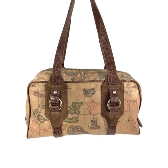 Alviero Martini 1st Classe Hand Bag - Leather Map Print Made in Italy 2011 $570 - Picture 1 of 9